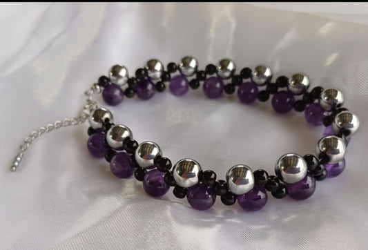 Amethyst & Hematite Bracelet