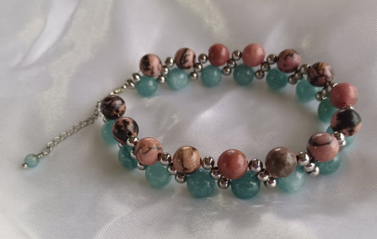 Rhodonite & Aquamqrine Bracelet