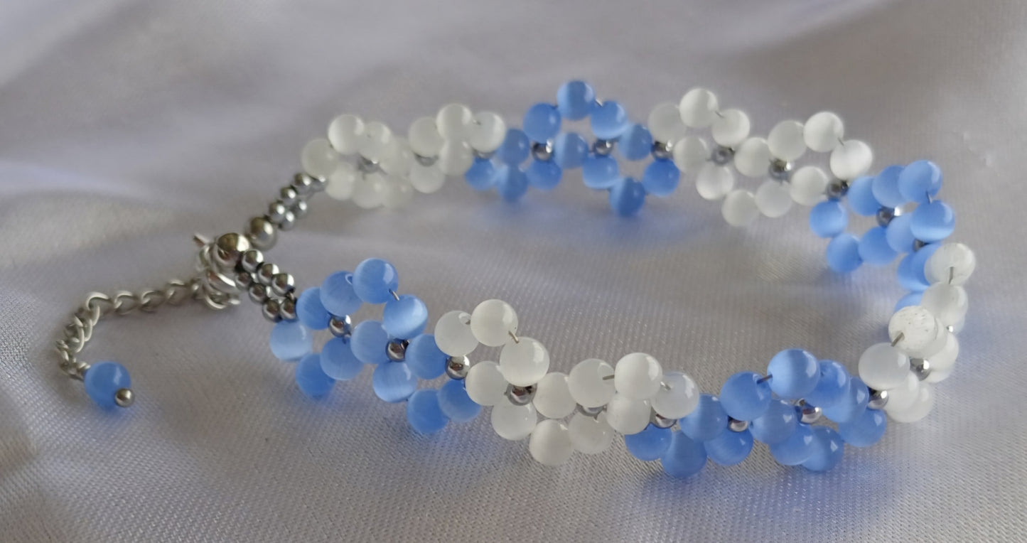 Blue & White Selenite Bracelet