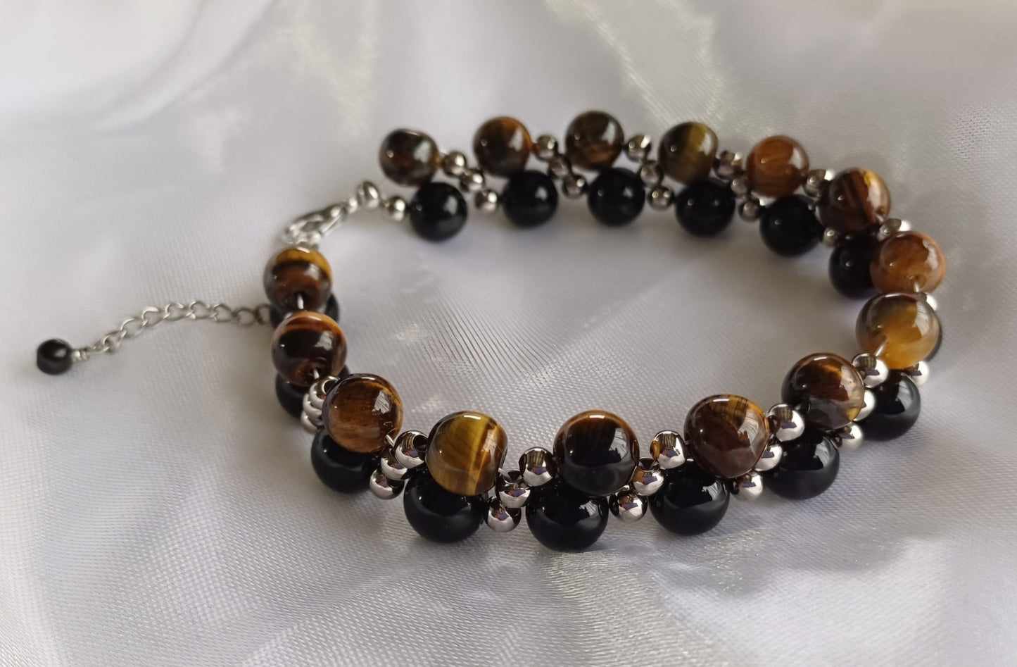 Tiger Eye & Obsidian Bracelet