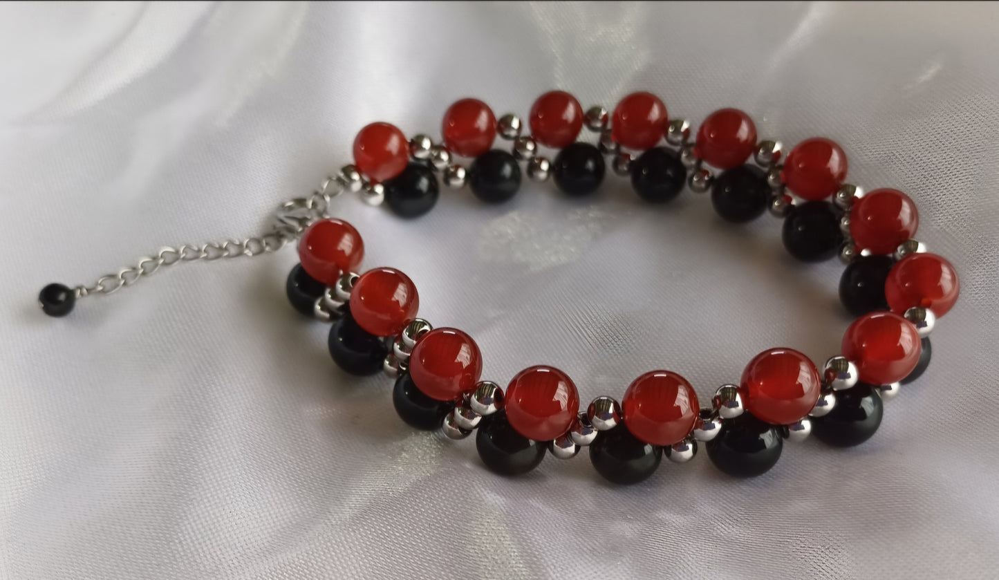 Carnelian & Obsidian Bracelet