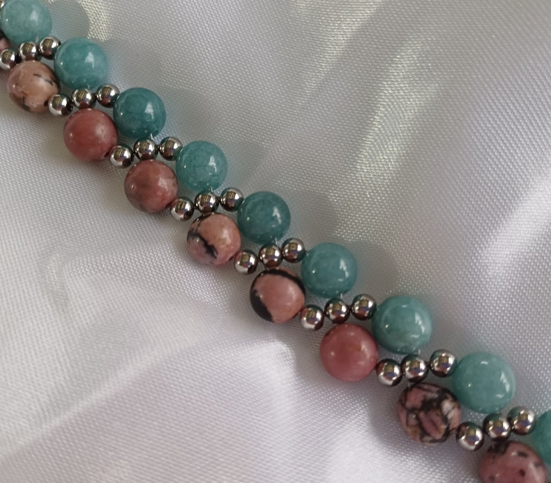 Rhodonite & Aquamqrine Bracelet