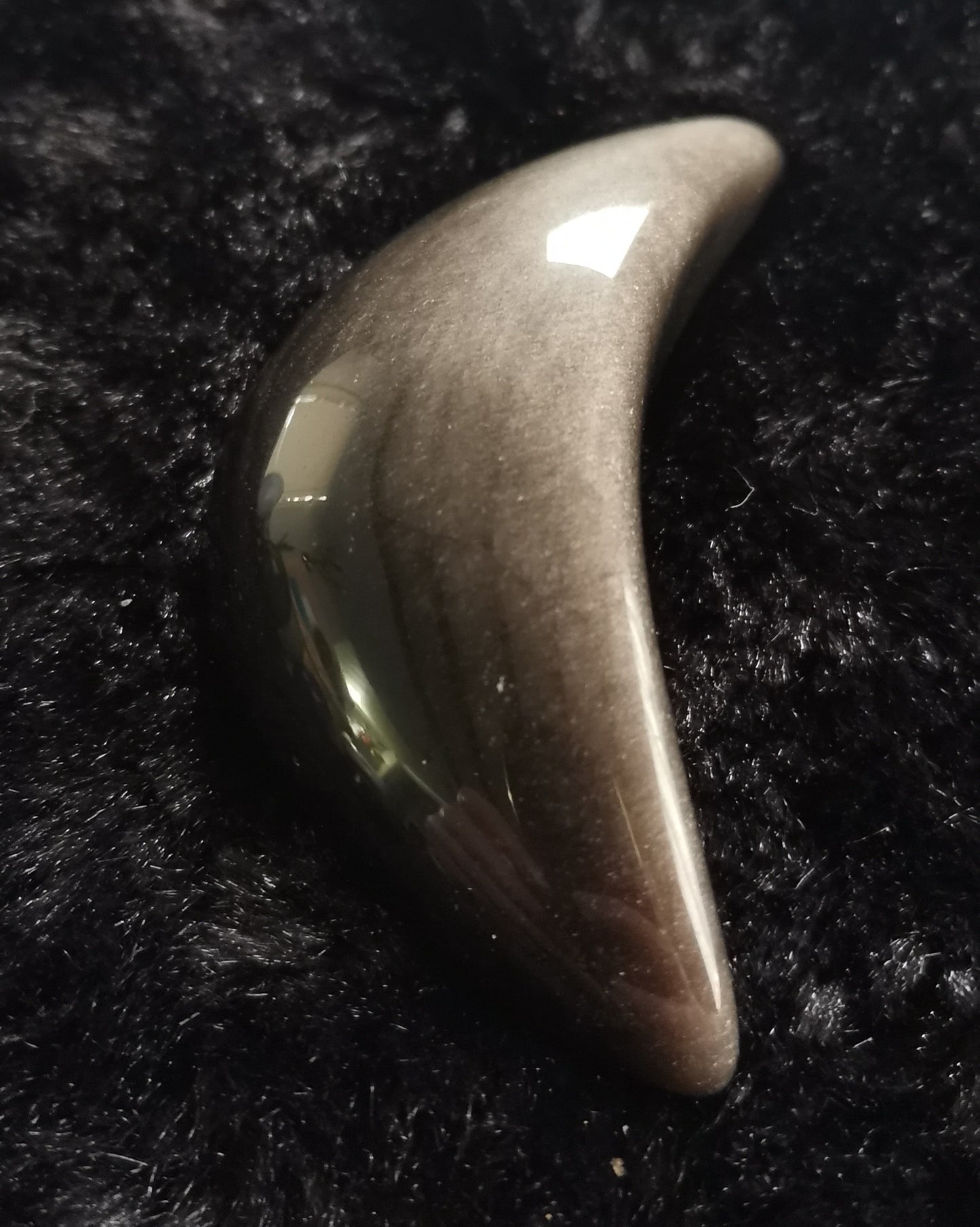 Silver Sheen Obsidian Crescent Moon