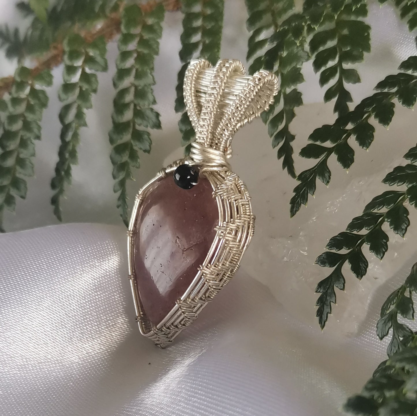 Strawberry Quartz & Black Onyx Pendant
